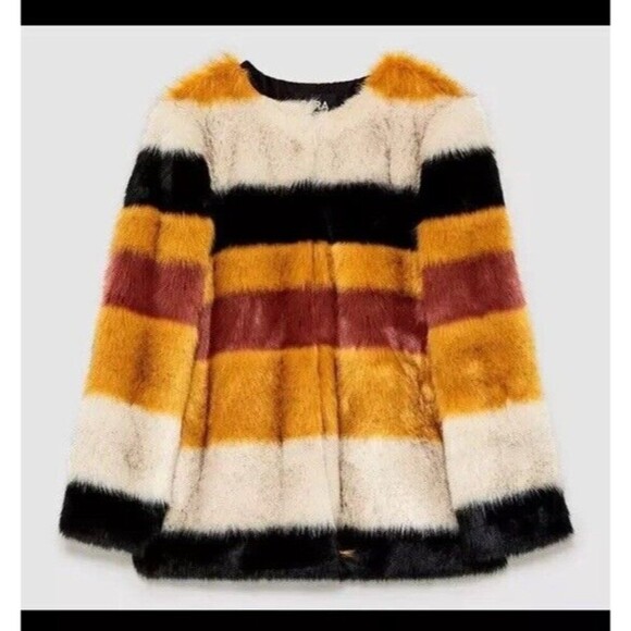 Zara Faux Fur Jacket Coat - Picture 3 of 10